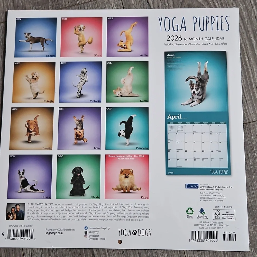 2026 Beautiful Pink Puppies Hummingbirds Wildflowers Pictures Calender Lot